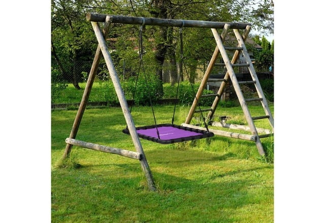 Relaxdays Nestschaukel, BxT: 77 x 103 cm, Kinder & Erwachsene, höhenverstellbar, bis 100 kg, Hängeschaukel, lila/schwarz