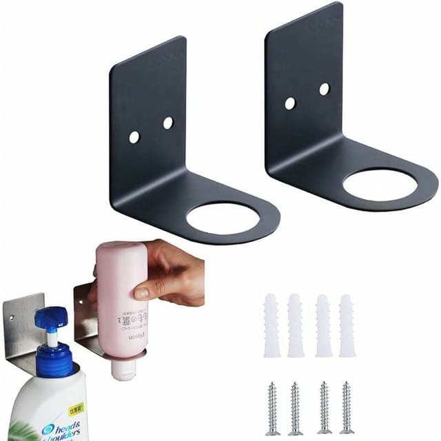 Flyme - ymyny Wandmontierter Handpumpenhalter, 2-teiliger Seifenspender, wandmontierter Shampooglashalter, Lotion-Aufbewahrungsregal für Küche und Bad