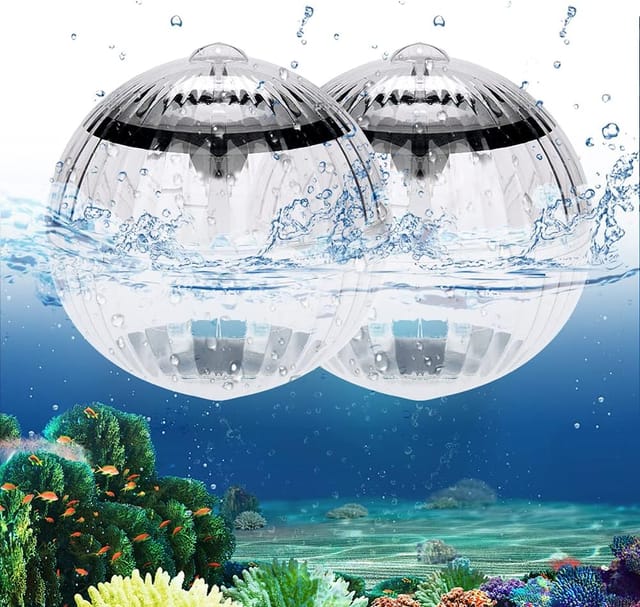 Vtizikl Lampe solaire de piscine, 2 pièces flottantes pour piscine, 7 LED à changement de couleur étanche, boule solaire d'extérieur pour piscine,