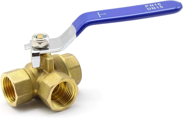 Ersandy - 3-Wege-Ventil, 1/2' Messing-Kugelhahn, mit Edelstahlgriff für das Schwimmbad als Wasserhahn oder als Spender (DN15)