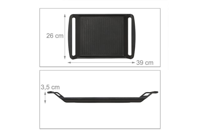 Relaxdays Grillplatte, Gas- & Elektroherd, Fleisch Gemüse Fisch grillen, Antihaft Grillpfanne, BxT 23x26 cm, anthrazit