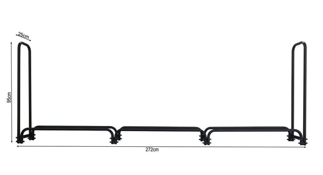 Quick-star - Metall Kaminholzregal Anthrazit 272 x 25 x 95 cm Garten Kaminholzunterstand 1,0 m³ / 1,5 srm Stapelhilfe