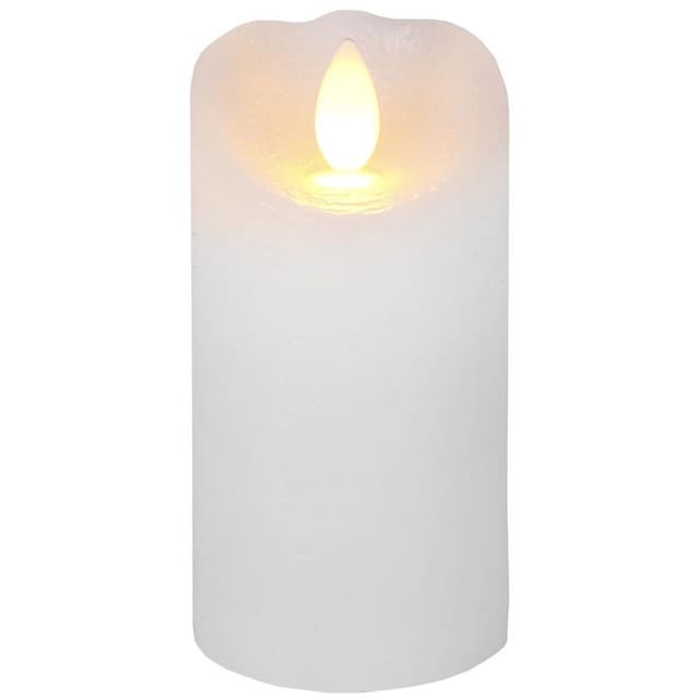 LED Blockkerze ,Glow' mit Batterie und Timer, Echtwachs, weiß, 10cm