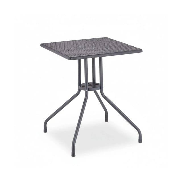 Relaxdays Gartentisch Rattan-Optik, quadratisch, HBT: 75x61x61cm, Balkontisch, Kunststoff & Metall, Outdoor Tisch, grau
