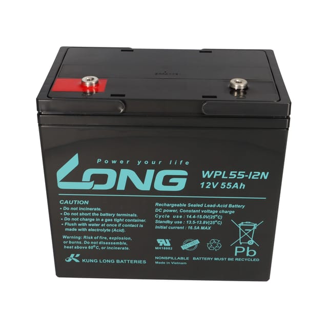 Kunglong - Kung Long Akku 12V 55Ah Pb Batterie Bleigel WPL55-12N Longlife