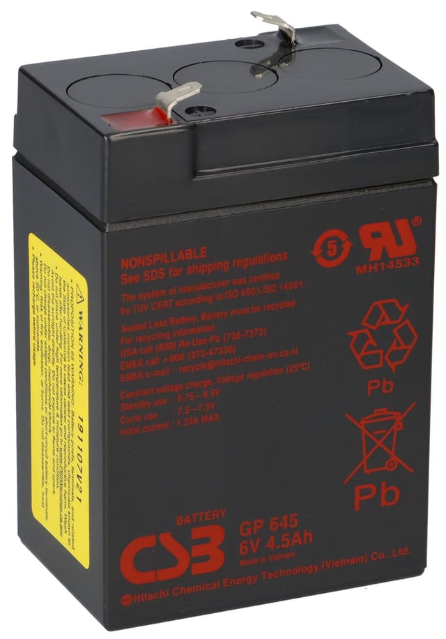 CSB - Bleiakku 6V 4,5Ah GP645F1 agm Bleibatterie wartungsfrei
