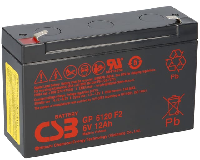 CSB - Bleiakku 6V 12Ah GP6120F2 Hitachi wartungsfrei agm Bleibatterie