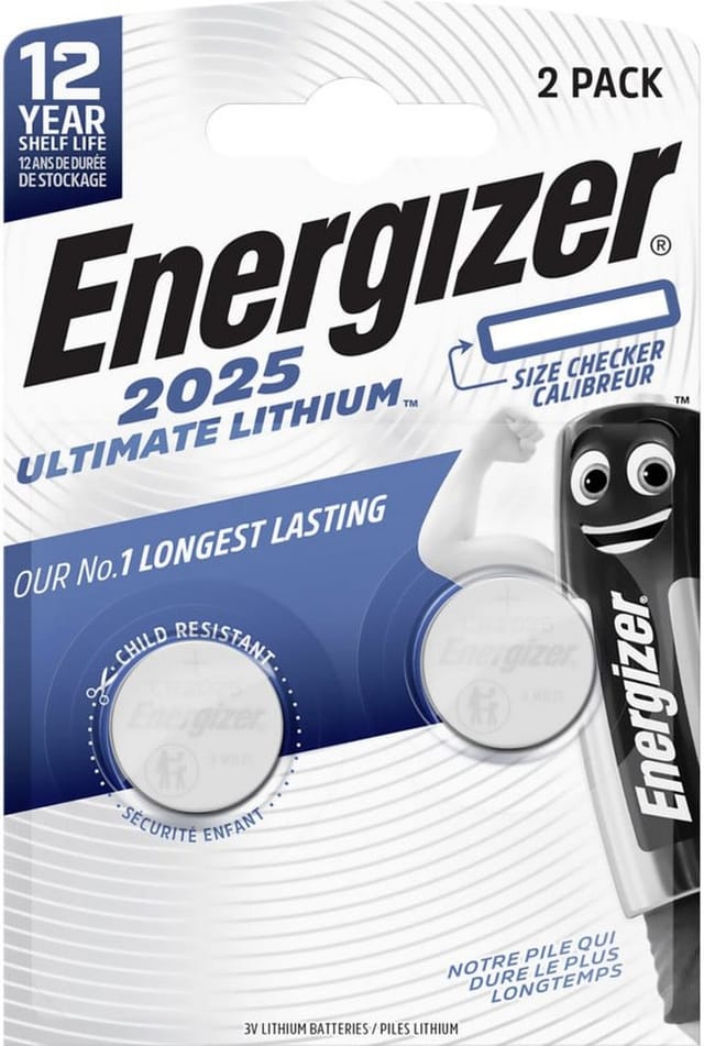 Energizer - Knopfzelle cr 2025 Ultimate Lithium, 3 v, 2er Pack Knopfzellen