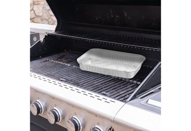 Aluschalen Grill, 25er Set, b x t: 31 x 21 cm, eckige Grillschalen, Tropfschalen indirektes Grillen, silber - Relaxdays