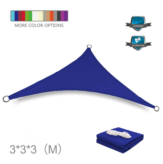 Linghhang - Dreieckiges Sonnensegel für den Außenbereich, 3 x 3 x 3 m, für Garten, Pool, Außenmarkise, Blau