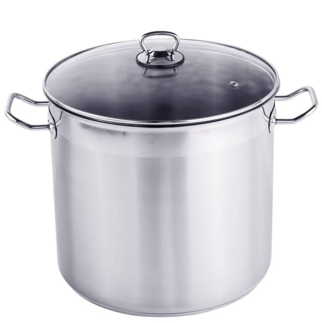 Spetebo - xxl Edelstahl Kochtopf mit Glas Deckel - 20 l / 30 x 28 cm - Universaltopf mit Aluminium Kapselboden - Suppen Eintopf Universal Koch Topf