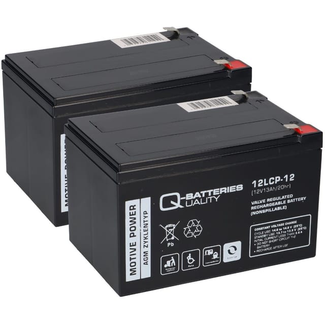 Quality Batteries - Jungheinrich Gelände-Elektro-Stapler Ameise, 2 x 12LCP-12 12V-13Ah Blei agm Akku qb