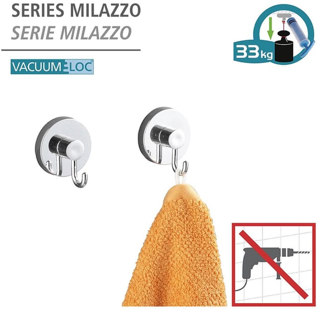 Vacuum-Loc® Toilettenpapierhalter Milazzo & Haken, 3-tlg. - Silber glänzend - Wenko
