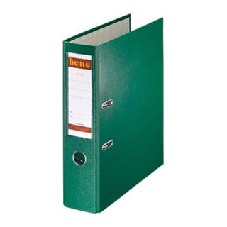 Ordner 80mm DIN A4 Werkstoff: Graupappe recycelt Material der Kaschierung außen: Polypropylen Material der Kaschierung innen: Papier recycelt grün