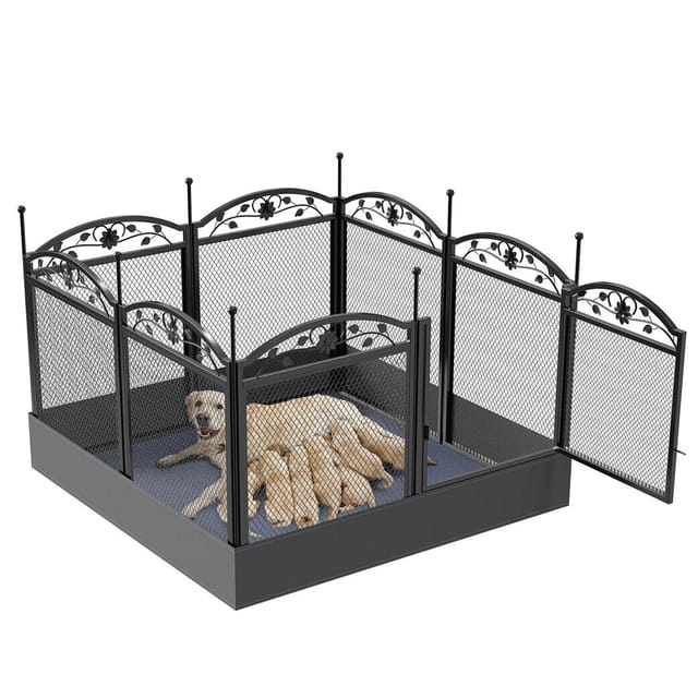 Bingo Paw - Welpenlaufstall Wurfkiste für Hunde, Indoor Wurfbox Hundelaufstall mit wasserdichter Welpenunterlagen - Schwerlast Metall Welpenauslauf