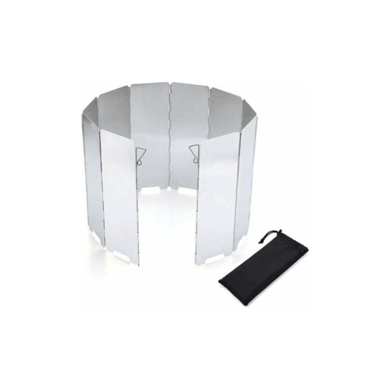 Windschutz Für Campingkocher – 10 Aluminiumlamellen – Maße (aufgeklappt): 82 X 24 Cm – Für Campingkocher – 1 Stück