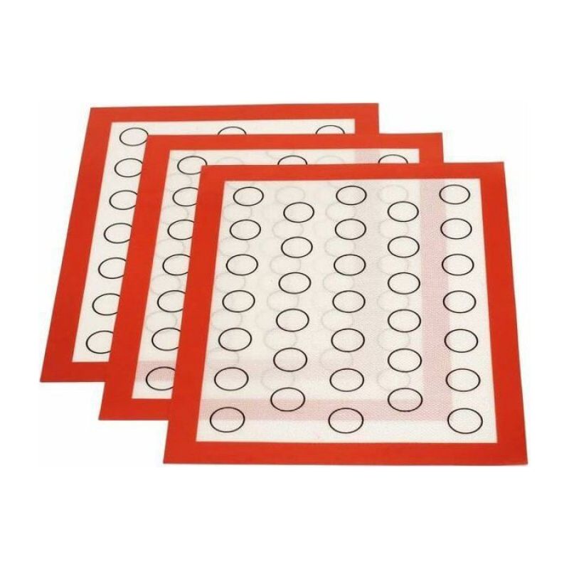 Silikon-backmatte, 3er-set, Wiederverwendbare Antihaft-folien, Ofenmatte Für Macarons, Kekse Und Teig, 42 X 29,5 Cm.
