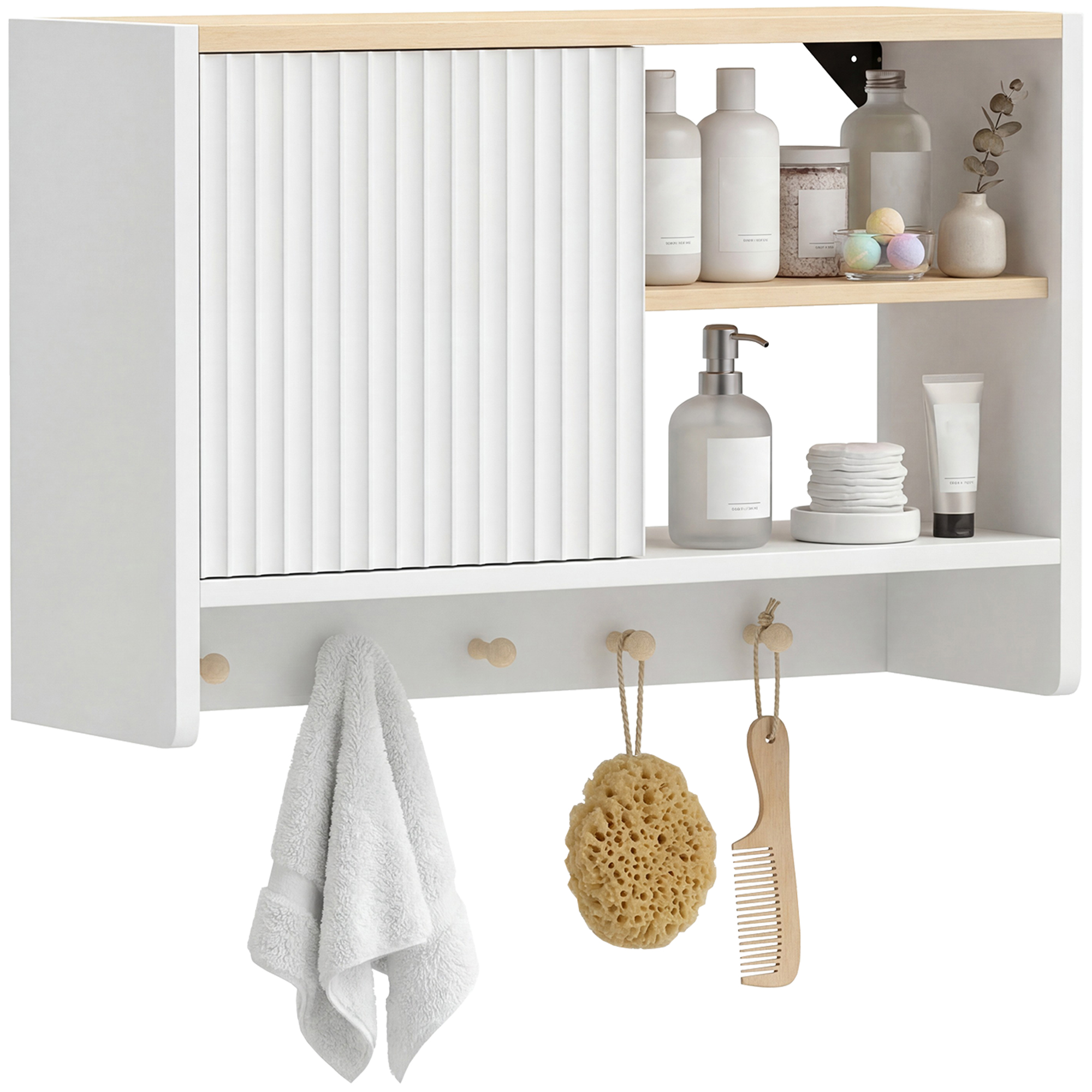 Wandhängeschrank Aus Platte Mit Haken Für Das Badezimmer, Weiß