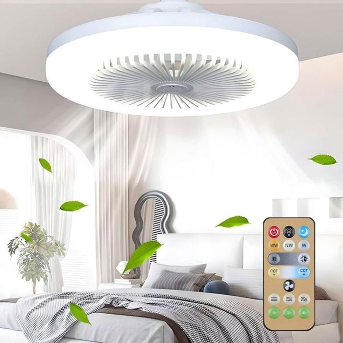 Leiser 10" Led-deckenventilator Ohne Flügel, 3 Geschwindigkeiten/3 Farben Fernbedienung Für Schlafzimmer/wohnzimmer [klasse A].