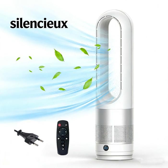 Leiser, 80° Drehbarer Turmventilator Ohne Rotorblätter – 8-stunden-timer – Fernbedienung – 45,7 Cm (18 Zoll) – Energieeffizientes Und Modernes Design
