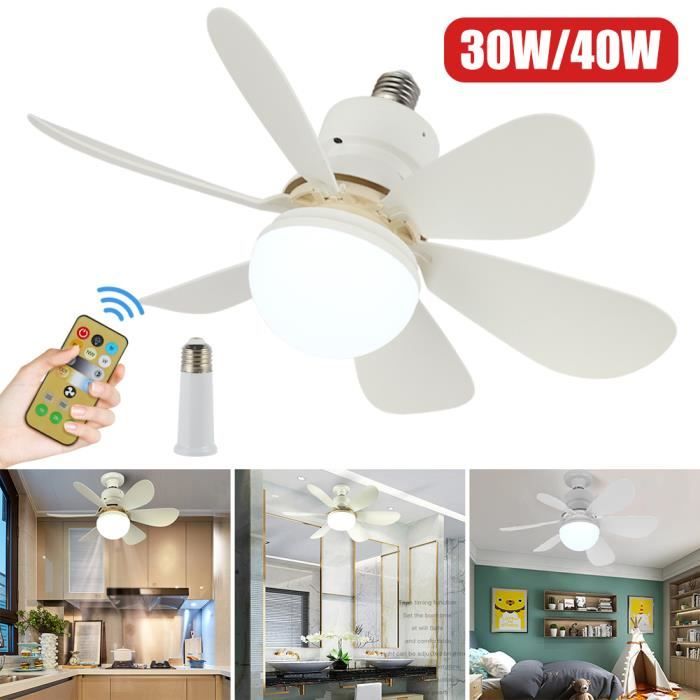 40-w-deckenventilator Mit Licht Und Fernbedienung, 3 Geschwindigkeitsstufen, E27-fassung – 52 X 19,5 Cm