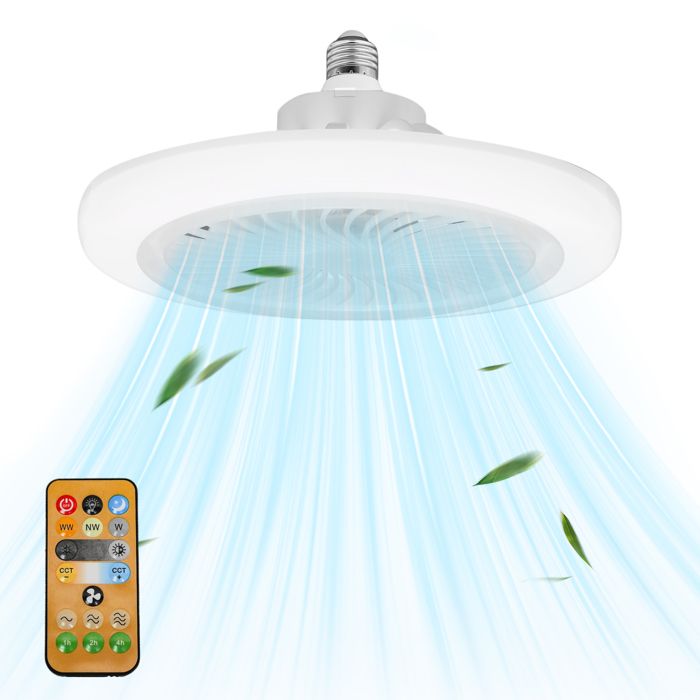 26-cm-deckenventilator Mit 3 Leuchten Und 3 Geschwindigkeitsstufen, Leise, Mit Eco-timer, Energieeffizient, Fernbedienung Und Dimmbar