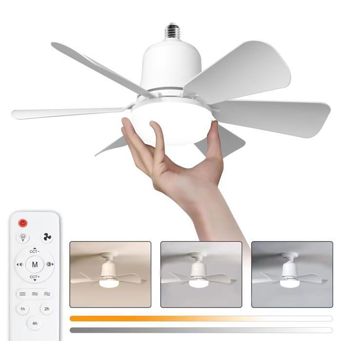 Deckenventilator Mit Beleuchtung, 30-w-deckenventilatorlampe Mit E27-fassung, Dimmbare Led, 3 Geschwindigkeitsstufen, 6 Flügel Yyv