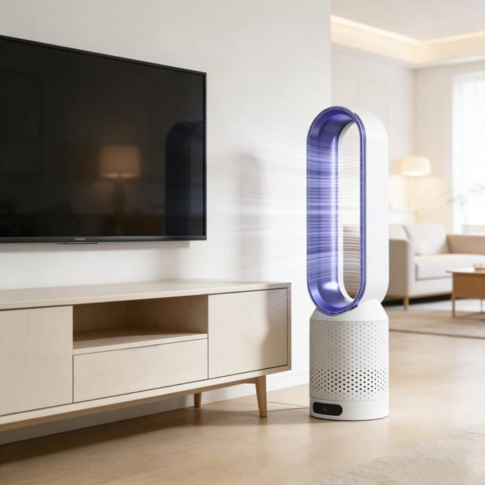 58 Cm Hoher, Blattloser Turmventilator, Leiser Säulenventilator Mit 8 Geschwindigkeitsstufen, 90°-oszillation Und 2-stunden-timer Für Wohn- Und Schlafzimmer