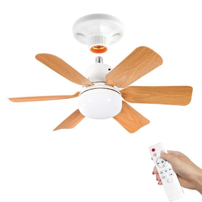 E27 Led-deckenventilator, 3 Geschwindigkeitsstufen, Leise, Dimmbar, Timer, Für Wohn- Und Schlafzimmer, Mit Steckdose Und Fernbedienung, 40 W