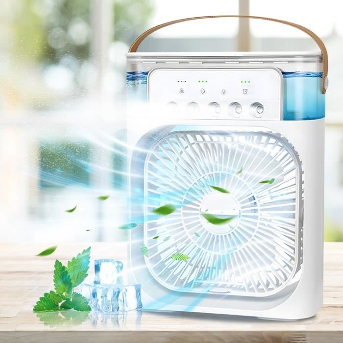 Mini-ventilator Mit Sprühnebel – Weiß – Usb-aufladbar – 3 Geschwindigkeitsstufen – Leise – 600 Ml