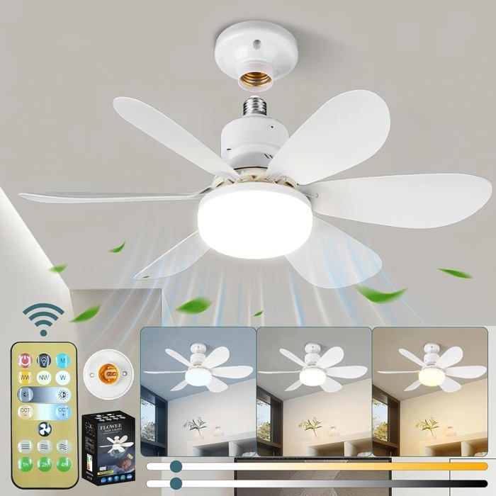 Geräuscharmer Deckenventilator, 40-w-deckenventilator Mit E27-fassung, Geräuschlos, Für Wohnzimmer, Schlafzimmer (52 Cm)