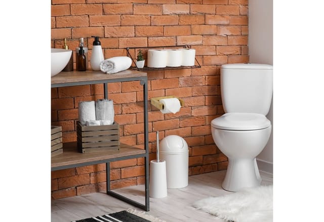 Relaxdays - Toilettenpapierhalter Bambus, Klopapierhalter fürs Bad, Wand, klebend, Klorollenhalter hbt: 5x16x13 cm, natur