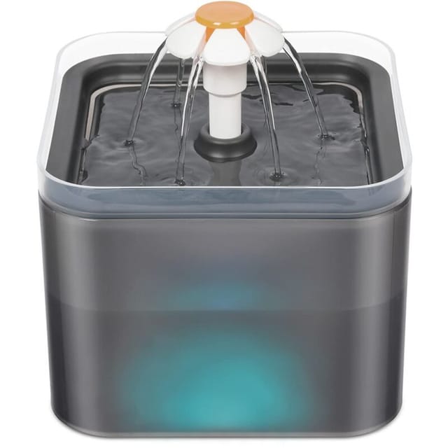 Fontaine à eau pour chat et chien - 2 l - Accessoire pour chat - Fonction veilleuse LED - Extrêmement silencieuse - Automatique - Avec filtre à