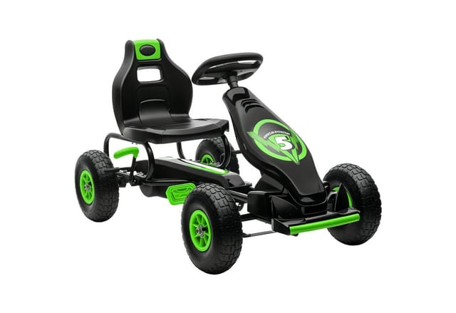 Homcom - Gokart, Kinderfahrzeug mit 3-stufigen verstellbarem Sitz, Tretfahrzeug mit Gummireifen, Pedal und Handbremse, Kettcar für 5-12 Jahre Kinder