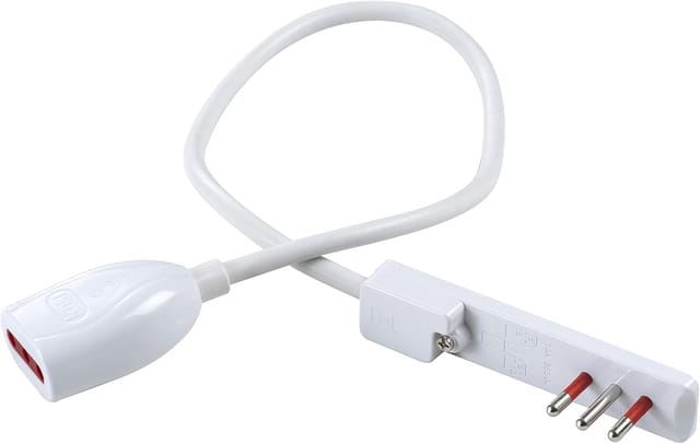 Rosi - Flache Verlängerung 3 m mit ultraflachem Stecker 10 a 2P+T Farbe Weiß Rose RS92038