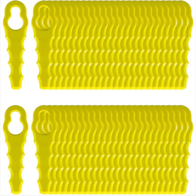 Paquete de 100 cuchillas de repuesto compatibles con recortadoras Ryobi, cabezales de cuchilla dentados dobles RAC155 RAC157 RAC158
