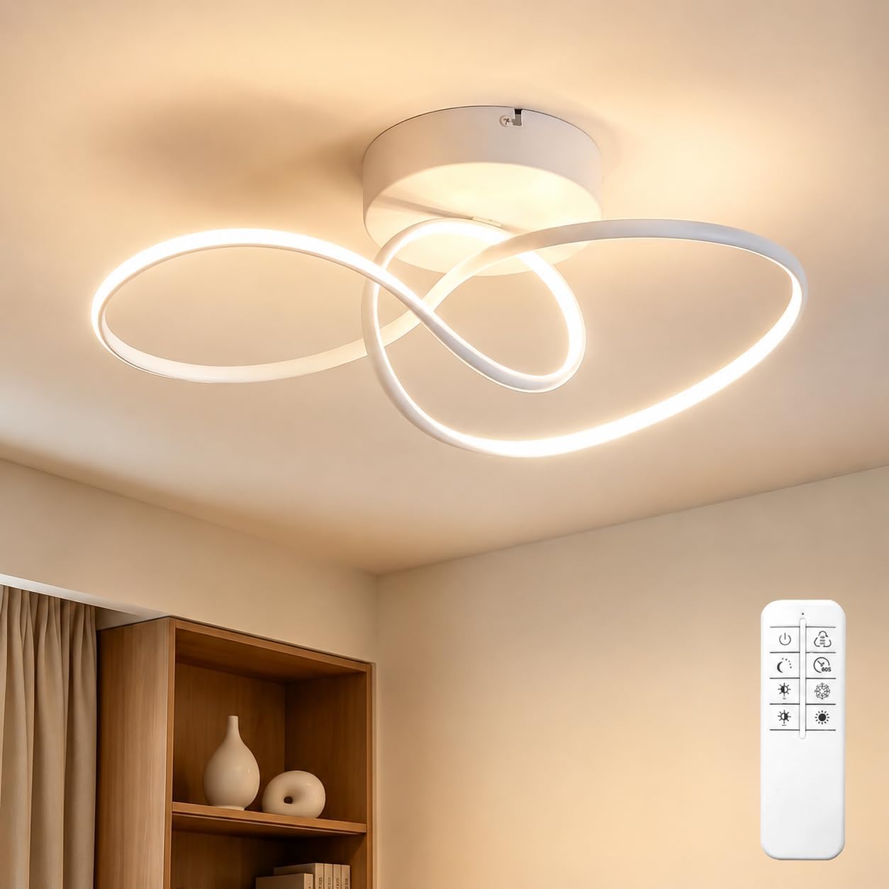 Gbly Led‑deckenleuchte 24 W Kreisdesign Weiß Dimmbar Mit Fernbedienung Für Schlafzimmer Küche Wohnzimmer Kinderzimmer