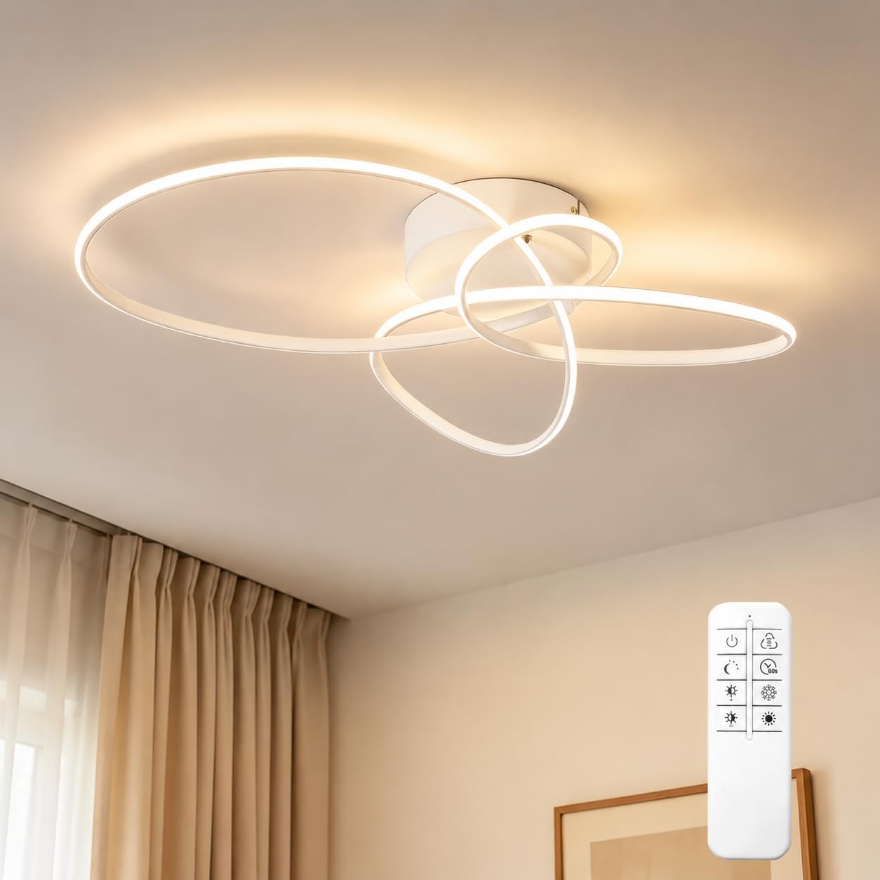 Gbly Led‑deckenleuchte 30 W Weiß Kreisförmiges Metalldesign Dimmbar Mit Fernbedienung Für Wohnzimmer Schlafzimmer Küche Kinderzimmer