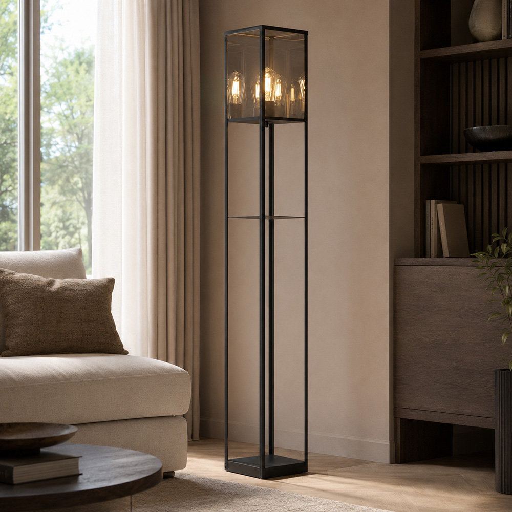 Stehleuchte Stehlampe Wohnzimmerlampe 3d Effekt Schwarz Metall H 140 Cm