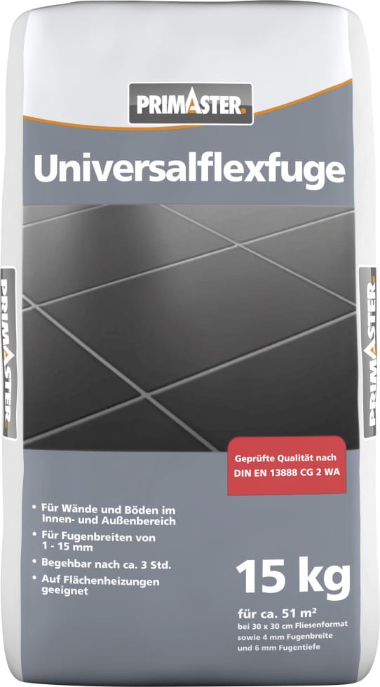 Primaster Universalflexfuge zementgrau 15 kg Flexfugenmörtel Fugenmörtel Mörtel