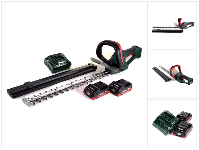 Metabo AHS 18-55 V Akku Heckenschere 18 V 53 cm ( 600463800 ) + 2x Akku 4,0 Ah + Ladegerät