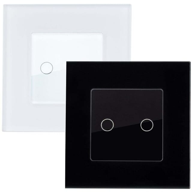 Schalter Touch Doppelt mit Glasrahmen Modern Schwarz