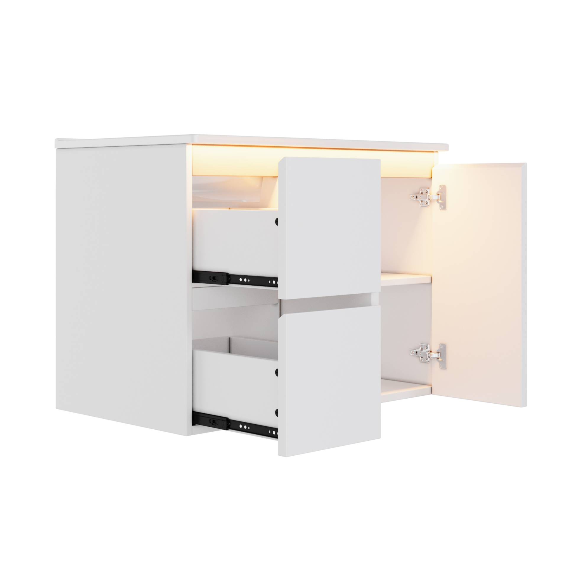 Wandmontierter Waschtisch 76 X 47 X 57 Cm Weiß Mit Led Sensorlicht Und Keramikbecken
