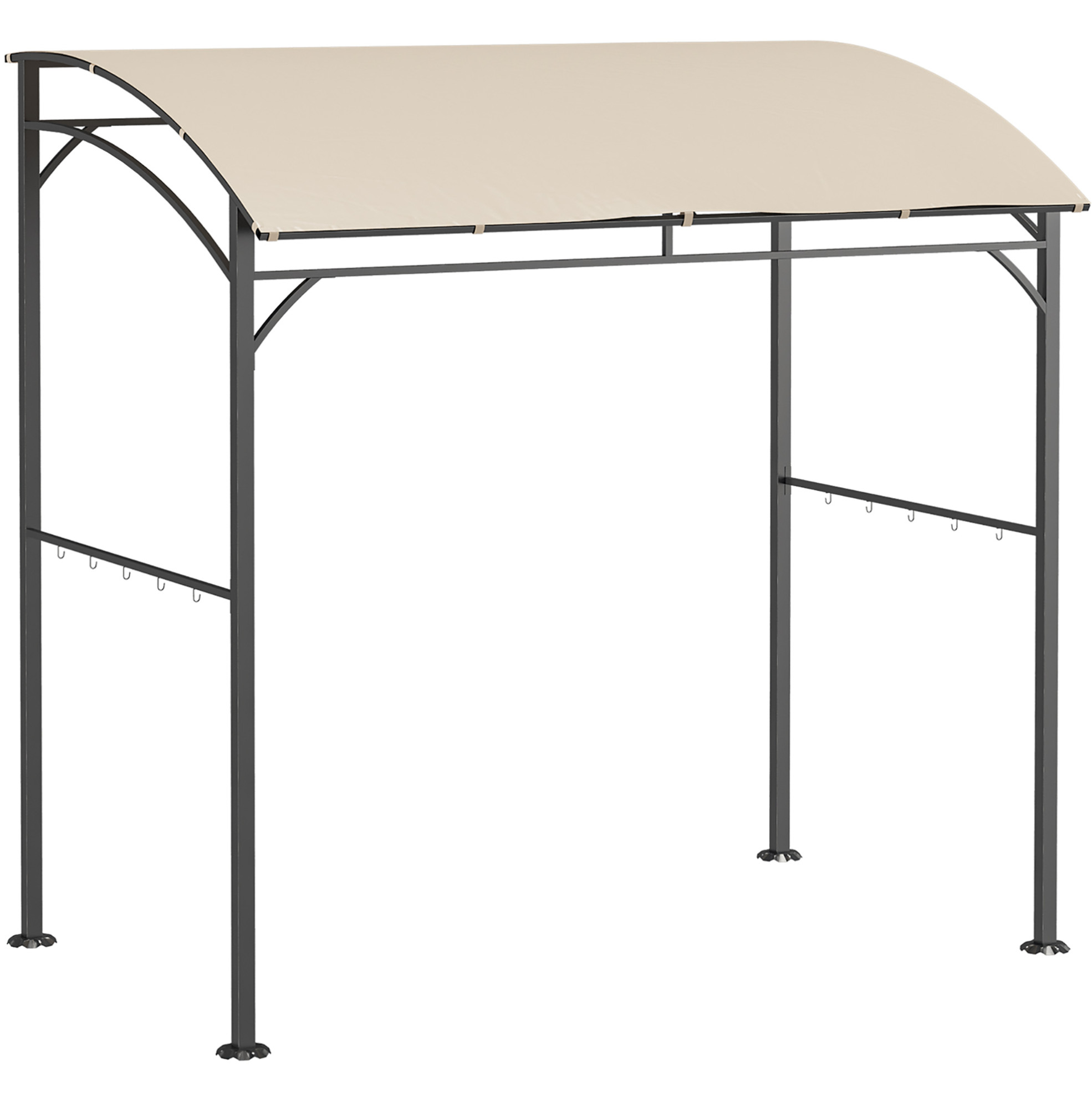 Grillpavillon Aus Beigem Polyester Mit Metallgestell Und 10 Haken 215 X 150 X 220 Cm