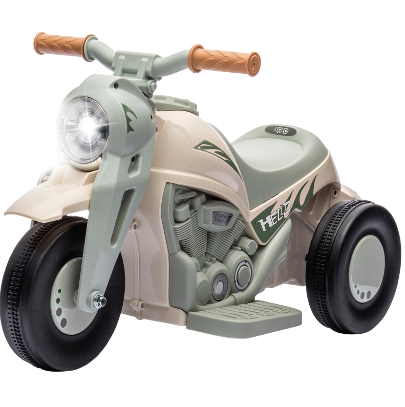 Elektrisches Kindermotorrad 6v Mit Musik, Seifenblasen, Scheinwerfer, 2,5-3 Km/h, Cremeweiß