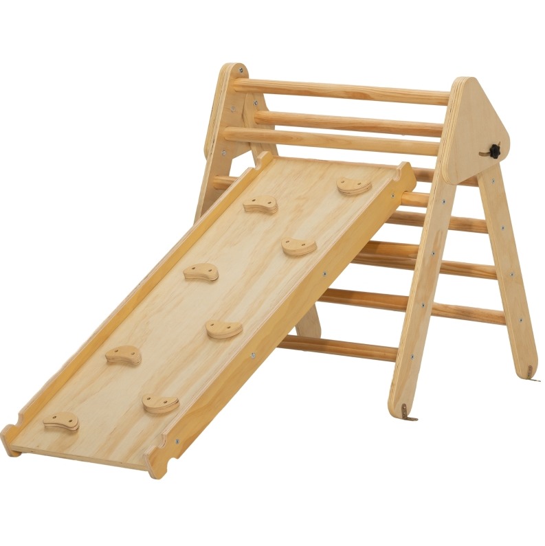 Kletterset Aus Holz Für Kinder Mit Dreiecksleiter Und Beidseitiger Rampe Modenuit