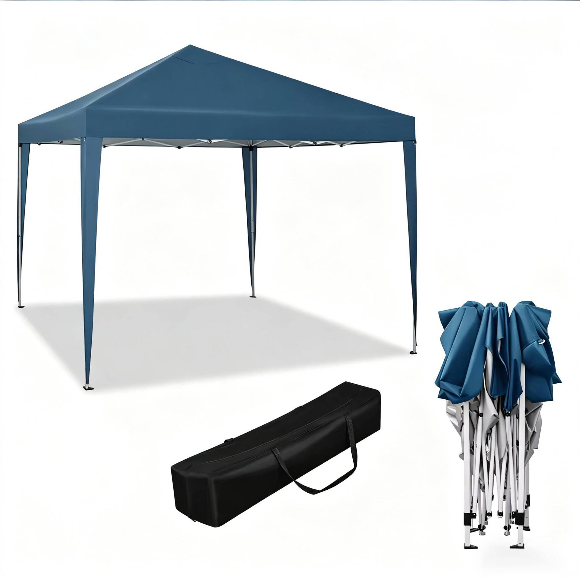 Faltpavillon 3x3 M Blau Mit Eisenrahmen Und Tragetasche