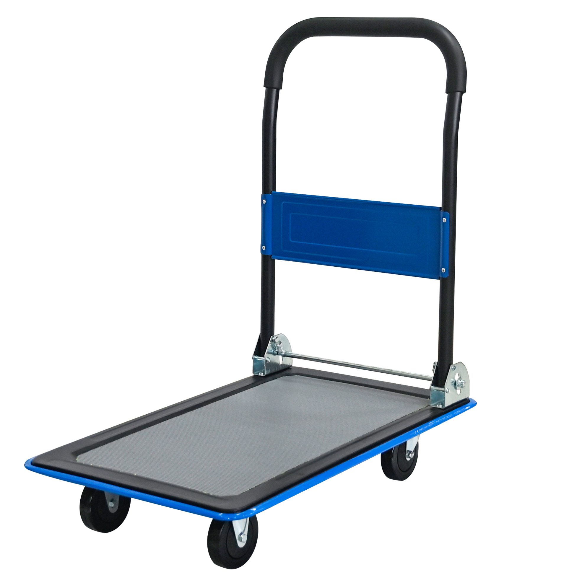 Klappbarer Plattformwagen Aus Blauem Stahl, 150 Kg, 360°-lenkrollen, Modenuit