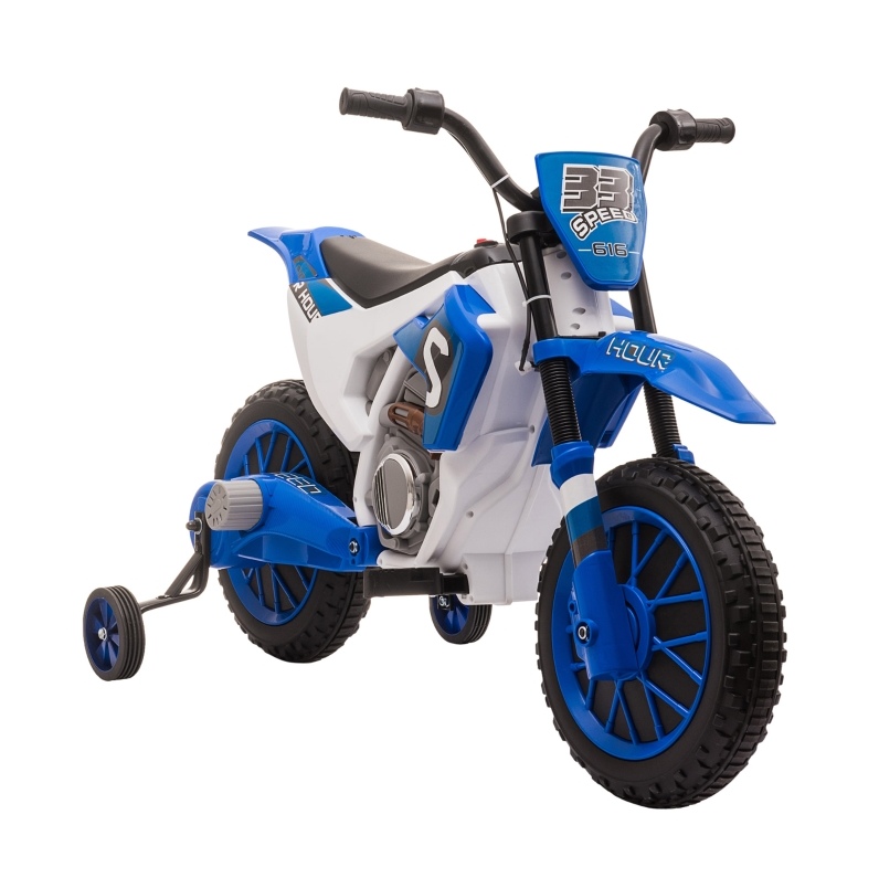 Elektrisches Kindermotorrad 12v Blau-weiß Mit Stützrädern Ab 3 Jahren