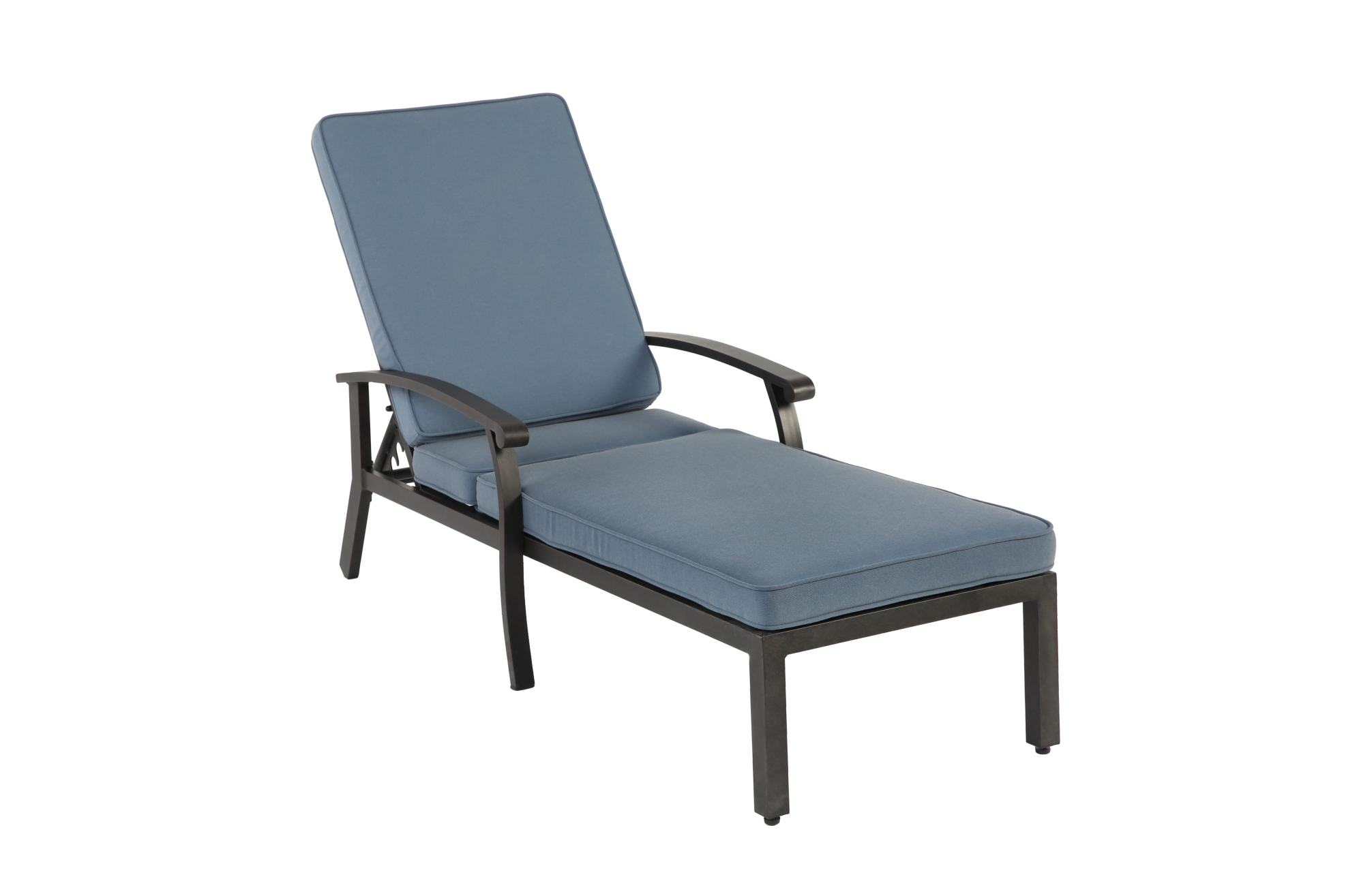 Verstellbare Aluminium-sonnenliege Für Den Außenbereich Mit Blauem Kissen, 1 Stück